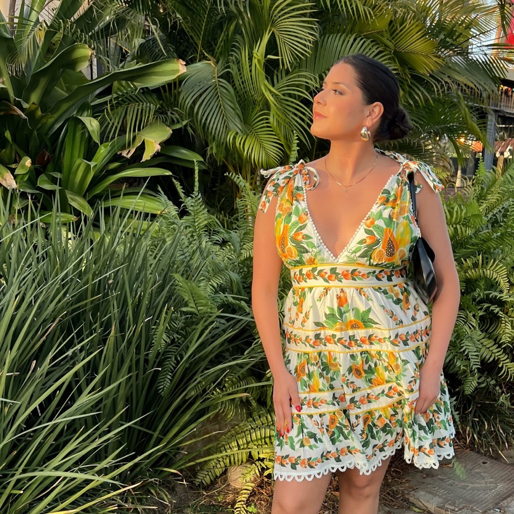 FARM Rio Tropical Print Dress - Green, Yellow, White